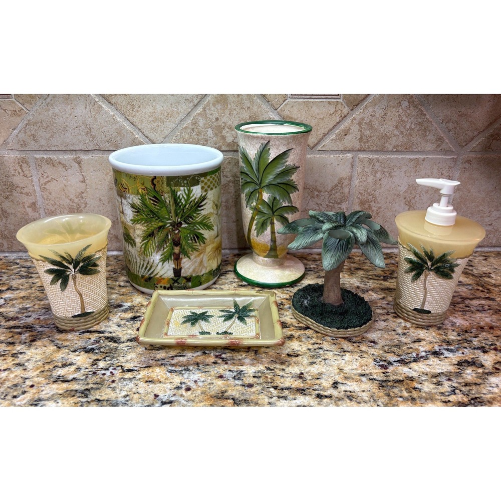 Home Essentials Palm Tree Bathroom Accessories Set Of 6